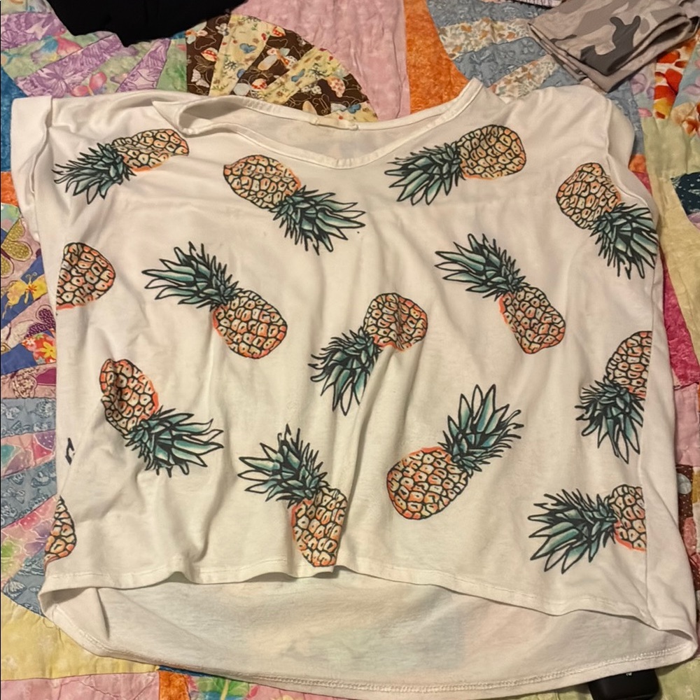 Pineapple Print White Women's Top